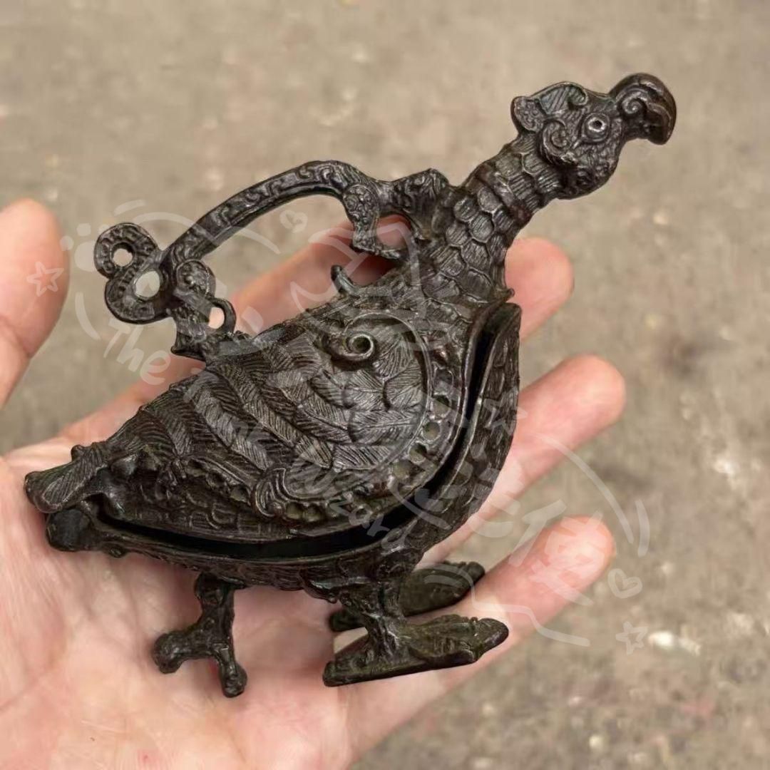 新年ギフト銅製 渡り鳥尊 酒器 装飾品 工芸品 美術品 置物CZW1207P224