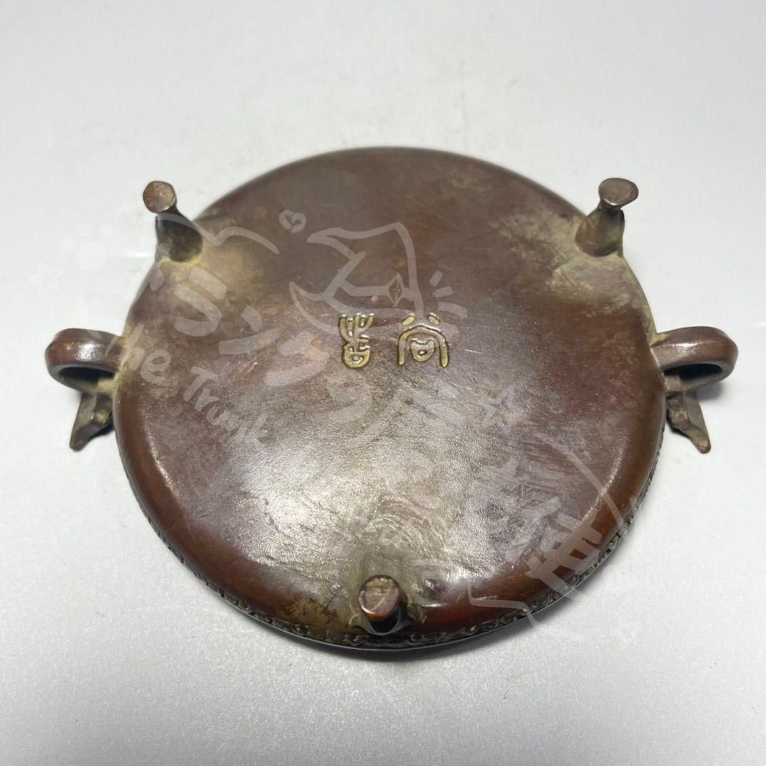 銅製 双龍耳灰皿 筆洗 書道具 文房具 工芸品 装飾品 新年ギフト双龍耳 散氏盤 筆舐 文房盆 工芸品 美術品 置物CZW1207P577