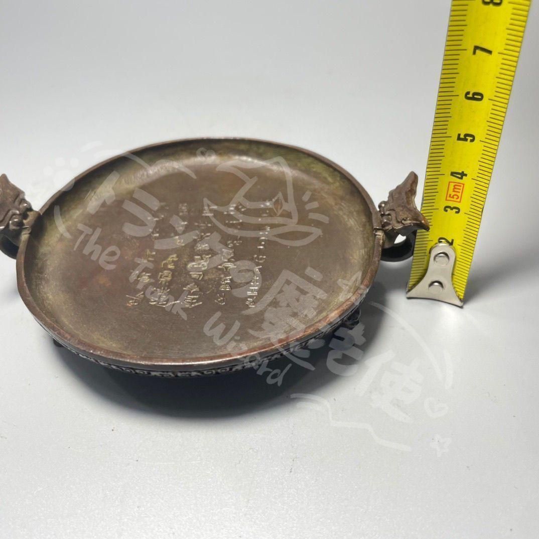 銅製 双龍耳灰皿 筆洗 書道具 文房具 工芸品 装飾品 新年ギフト双龍耳 散氏盤 筆舐 文房盆 工芸品 美術品 置物CZW1207P577