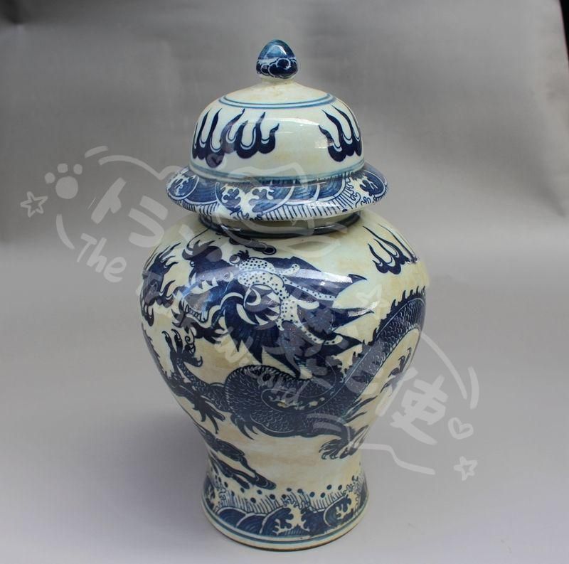  新年ギフトサバ竜紋将軍缶 景徳鎮 陶磁器 装飾品 置物 陶芸 工芸品