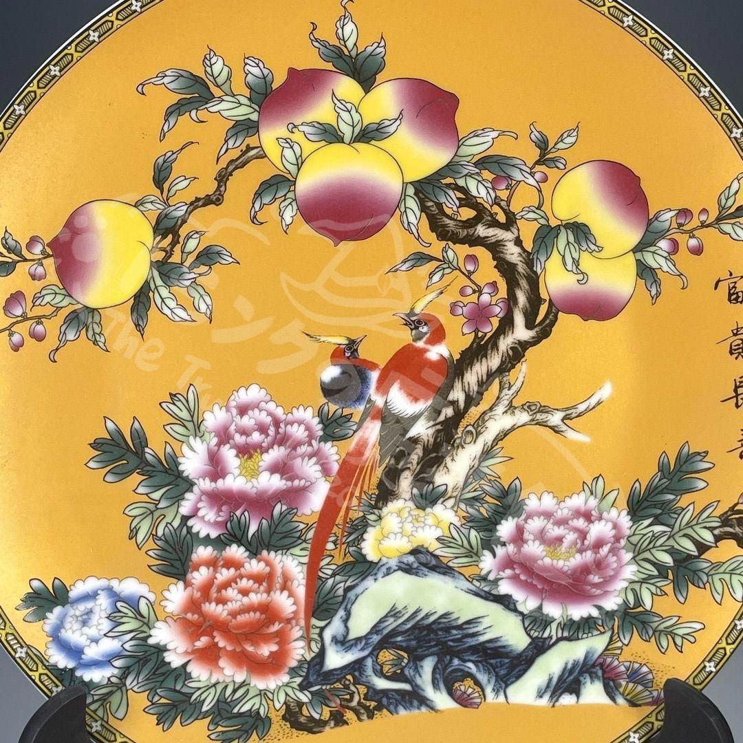 新年ギフト彩富貴長寿蒔絵賞盤 景徳鎮 陶磁器 装飾品 現代工芸品 美術