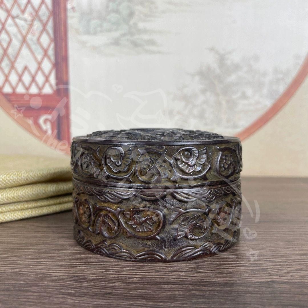 新年ギフト銅 細工 八宝開蓋香炉 装飾盒 墨箱炉 香道具 装飾品 置物