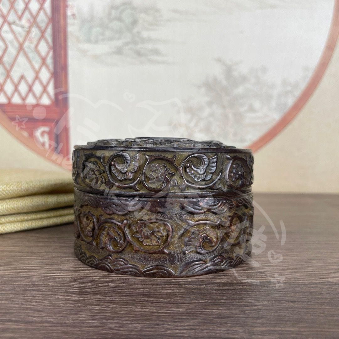 新年ギフト銅 細工 八宝開蓋香炉 装飾盒 販売済み 墨箱炉 香道具 装飾
