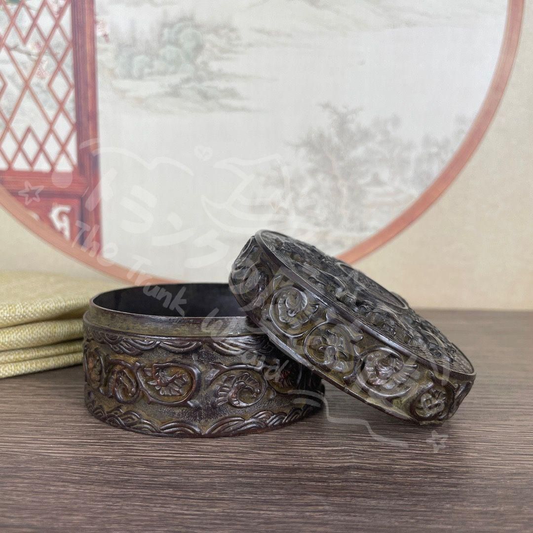 新年ギフト銅 細工 八宝開蓋香炉 装飾盒 墨箱炉 香道具 お買い得品