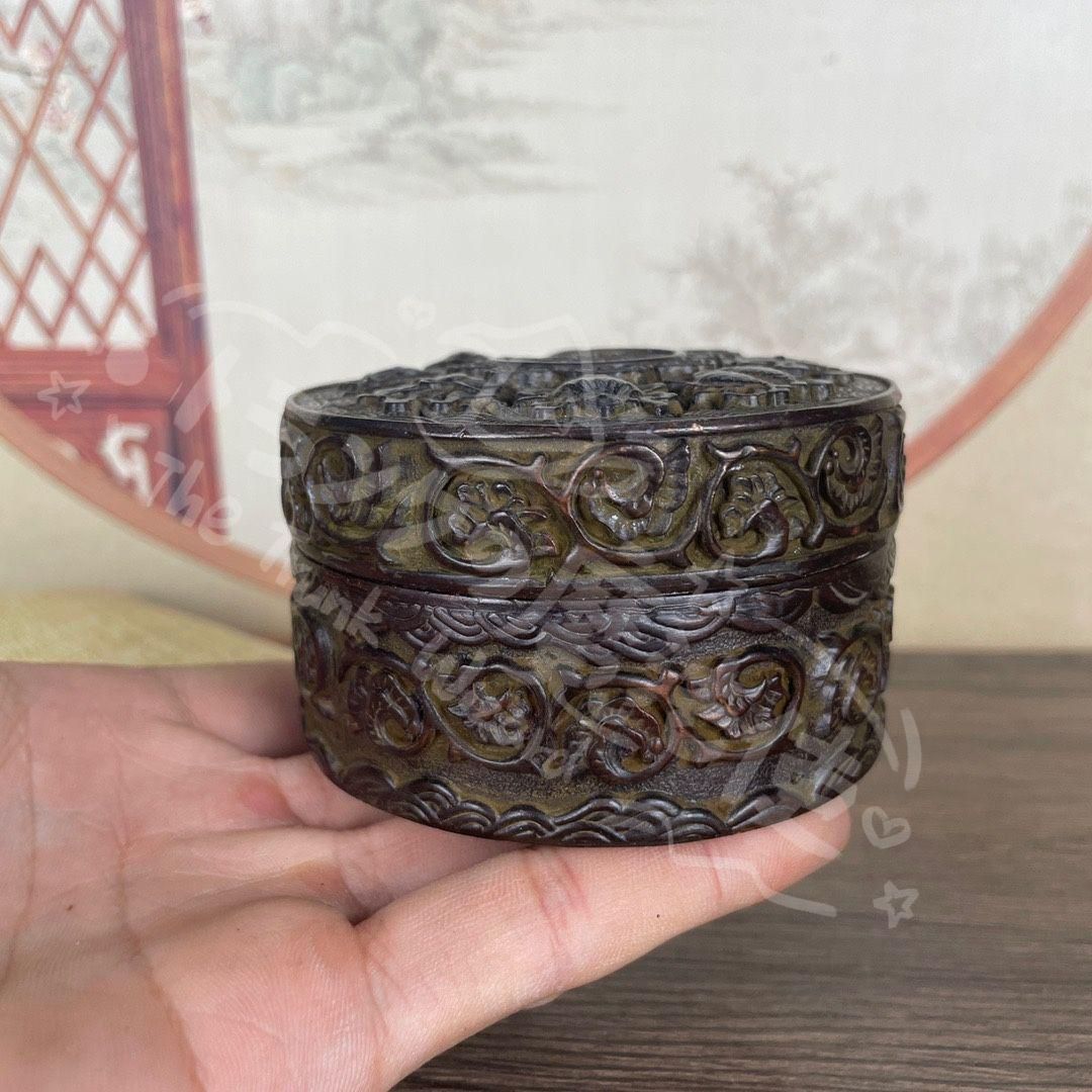 新年ギフト銅 細工 八宝開蓋香炉 装飾盒 販売済み 墨箱炉 香道具 装飾