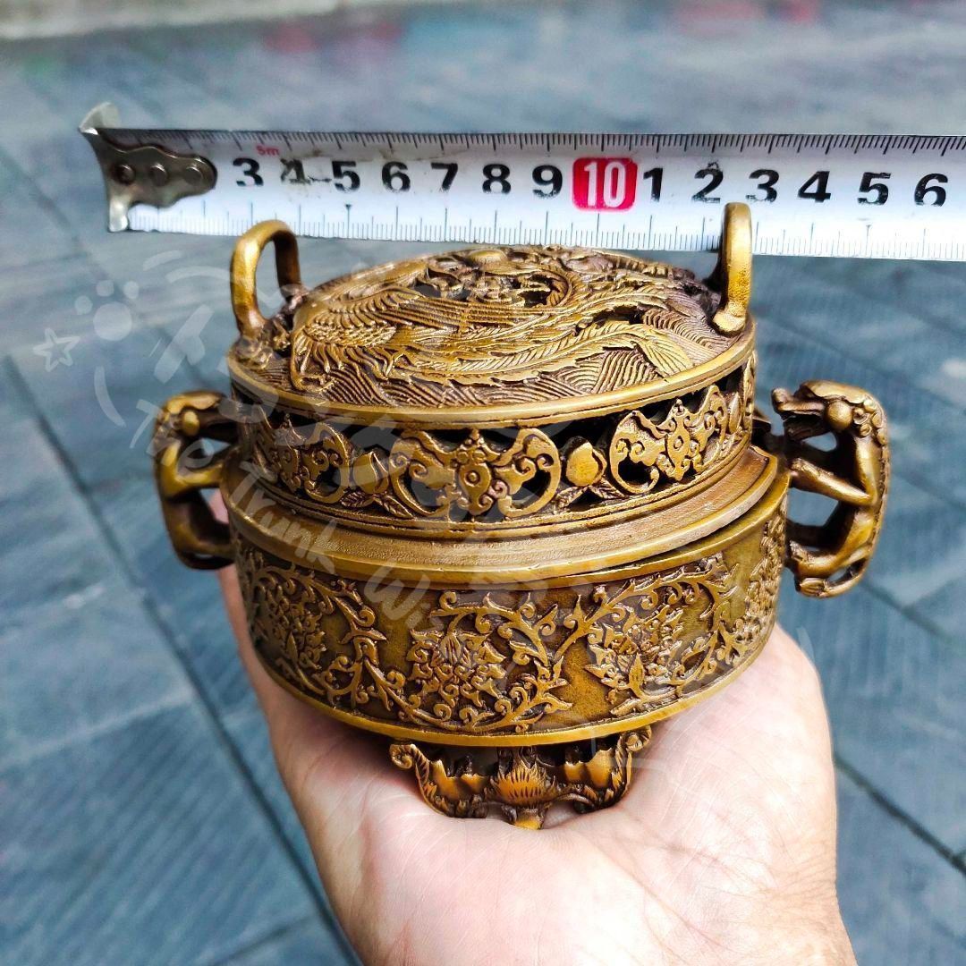 新年ギフト龍鳳香炉 銅 細工 装飾品 現代工芸品 美術品 置物