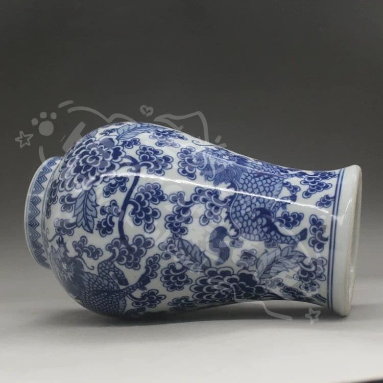 新年ギフト青花釉下彩麒麟花将軍缶 賞物観賞瓶 景徳鎮 陶磁器 現代工芸