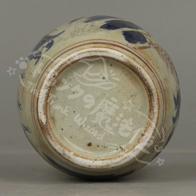 新年ギフト元青花人物紋茶筒 蓋缶 景徳鎮 陶磁器 装飾品 現代工芸品