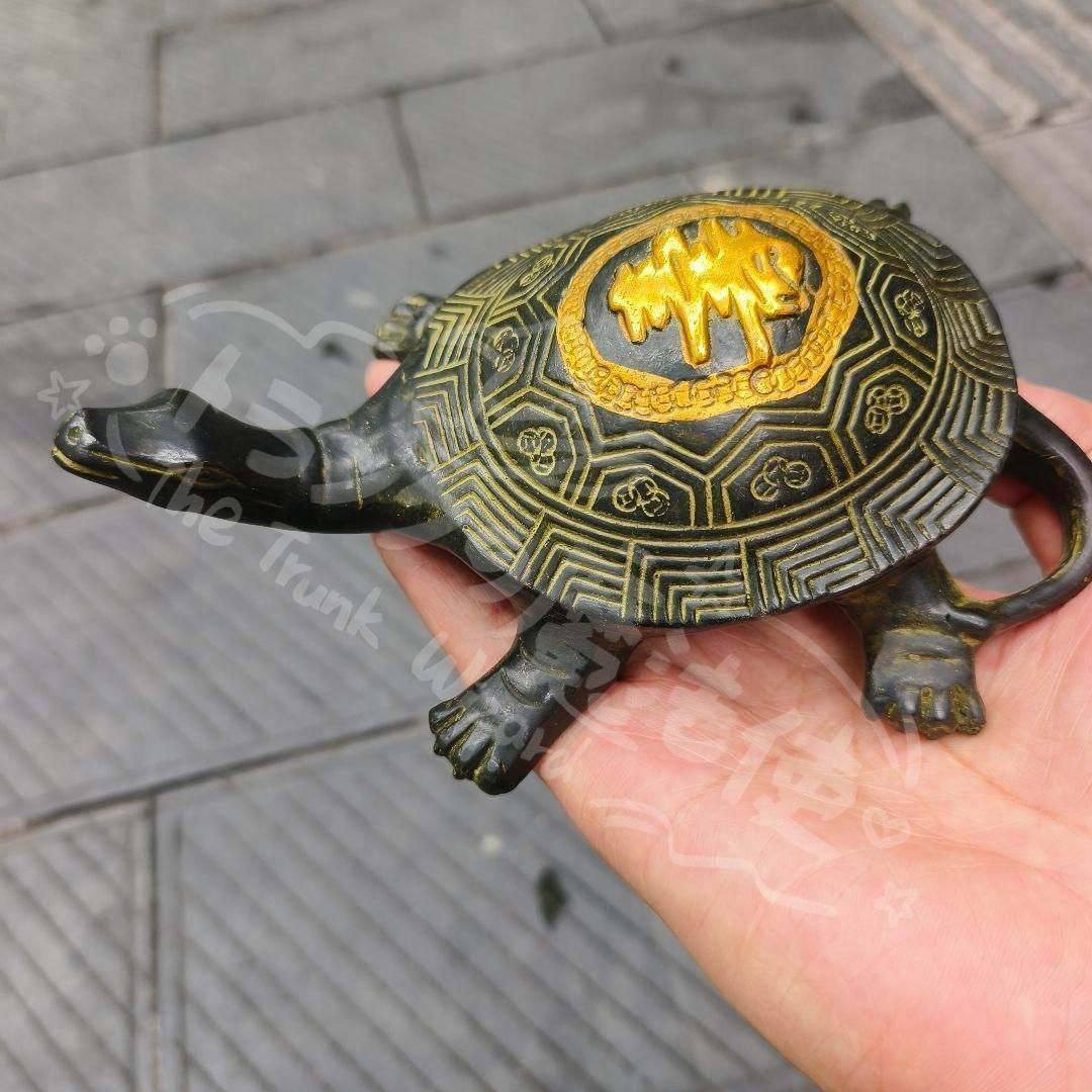 新年ギフト銅製 千年亀 百寿亀 長寿亀 茶台 机 事務室 装飾品 工芸品