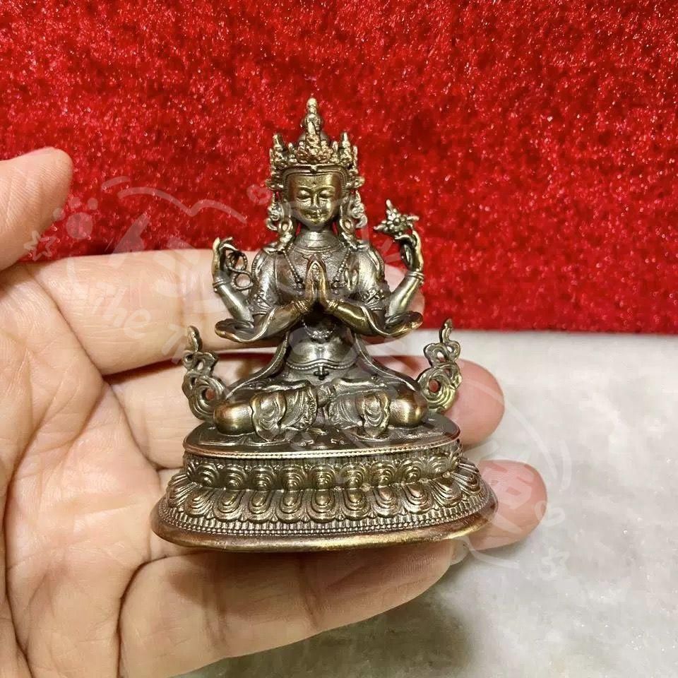 新年ギフト仏像 四臂観音仏像 禅意 茶室 置物 銅製 仏像 彫刻 置物