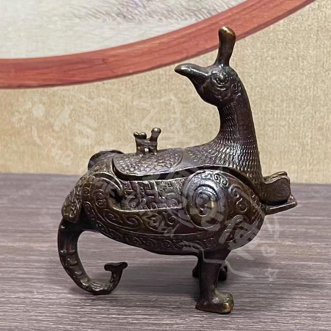 新年ギフト銅細工 侯鳥尊香炉 茶台茶寵 香道具 装飾品 工芸品 置物