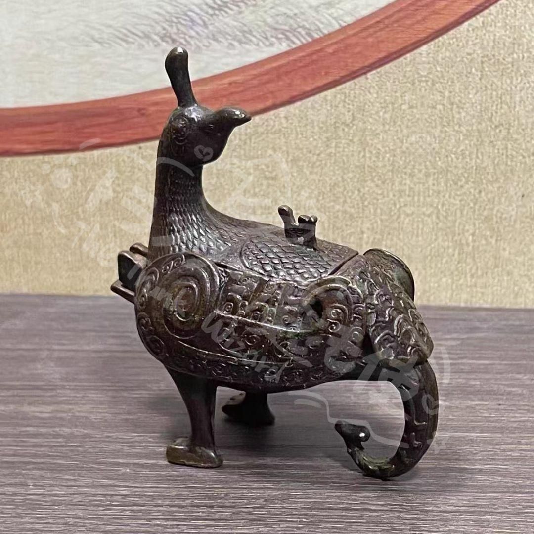 新年ギフト銅細工 侯鳥尊香炉 茶台茶寵 香道具 装飾品 工芸品 置物