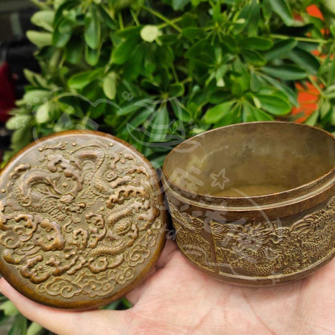 新年ギフト銅 細工 茶道具 竜紋お茶の缶 工芸品 美術品 置物