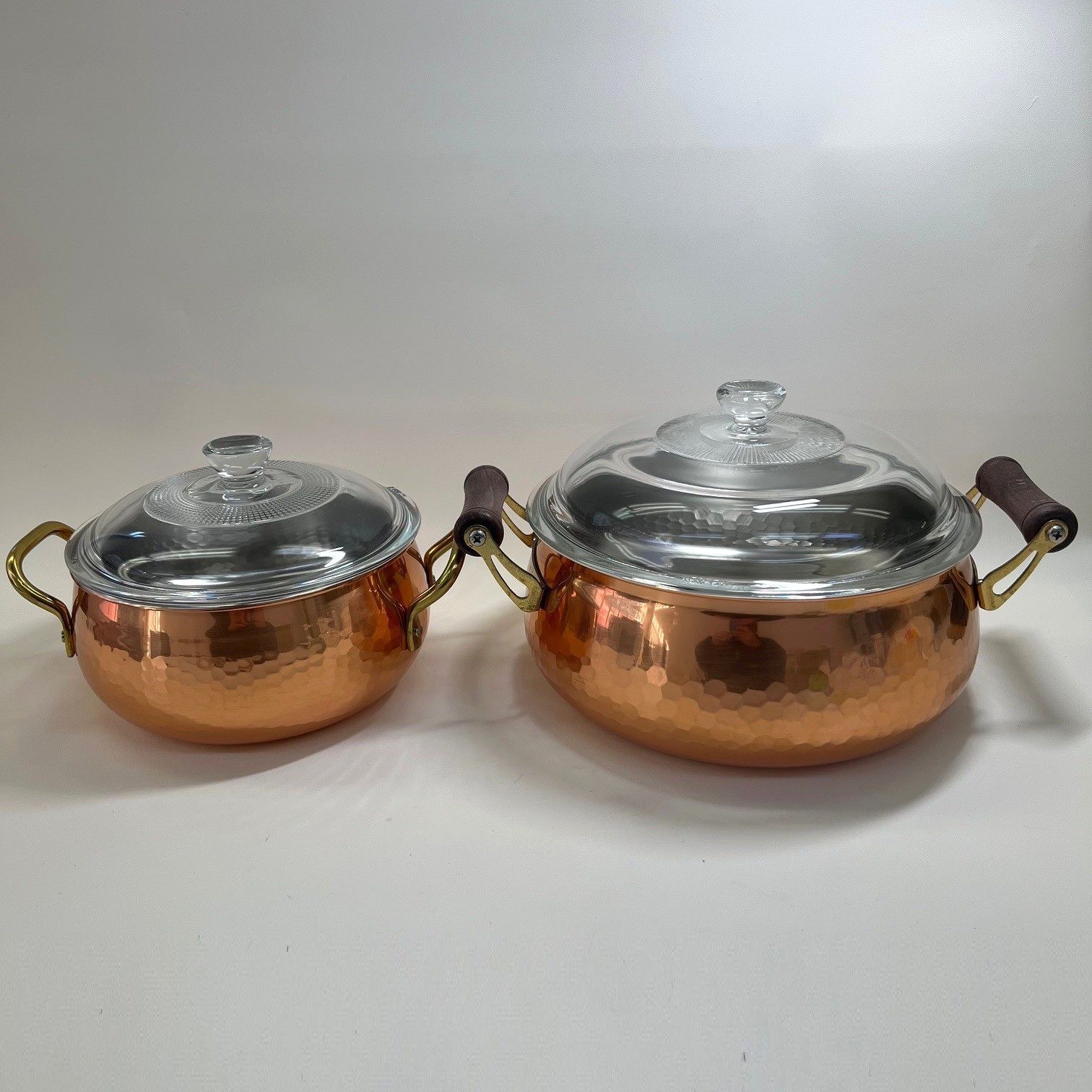 純銅鍋 輝シリーズ 両手鍋　鈴木製作所 未使用品】純銅製輝シリーズ 両手鍋2個セット レードル（お玉）付き