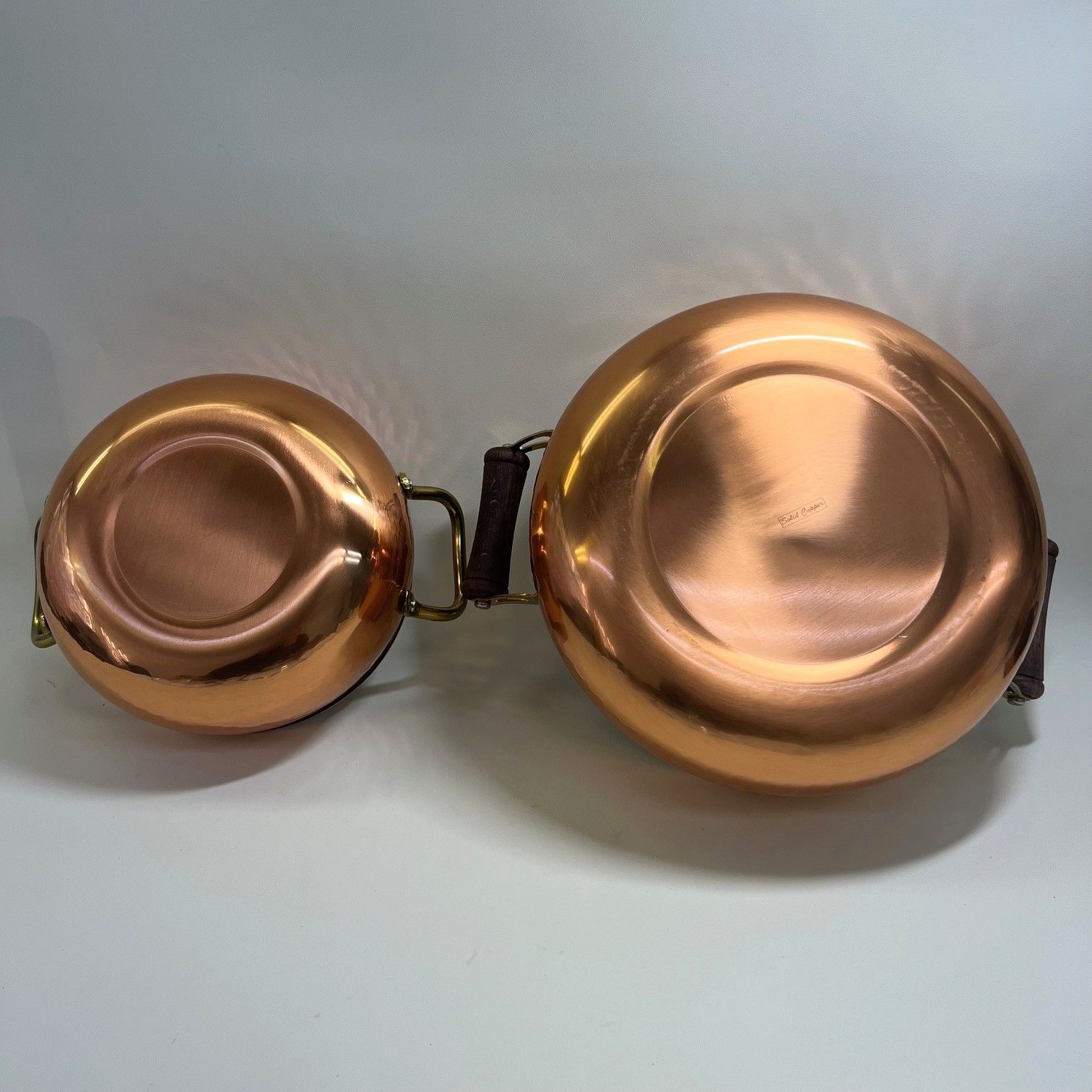 未使用品】純銅製輝シリーズ 両手鍋2個セット レードル（お玉）付き