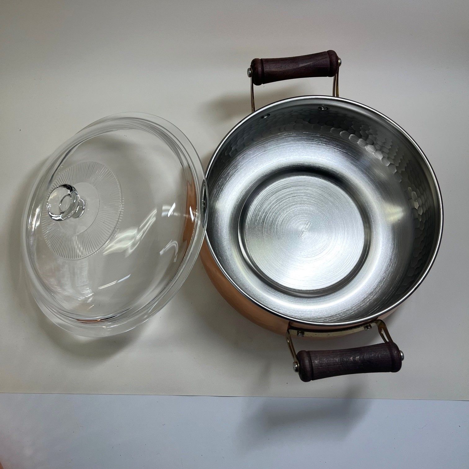 未使用品】純銅製輝シリーズ 両手鍋2個セット レードル（お玉）付き