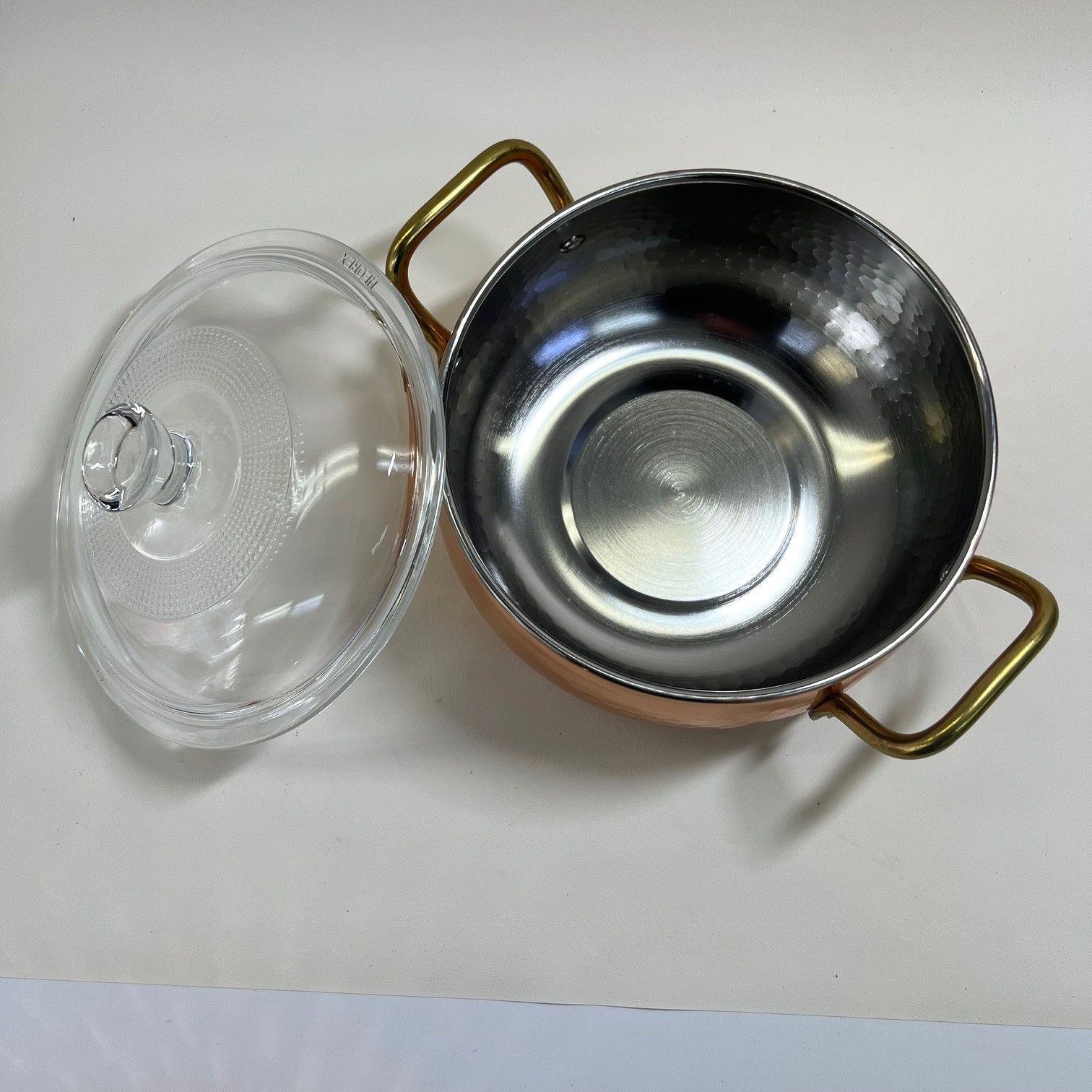 未使用品】純銅製輝シリーズ 両手鍋2個セット レードル（お玉）付き