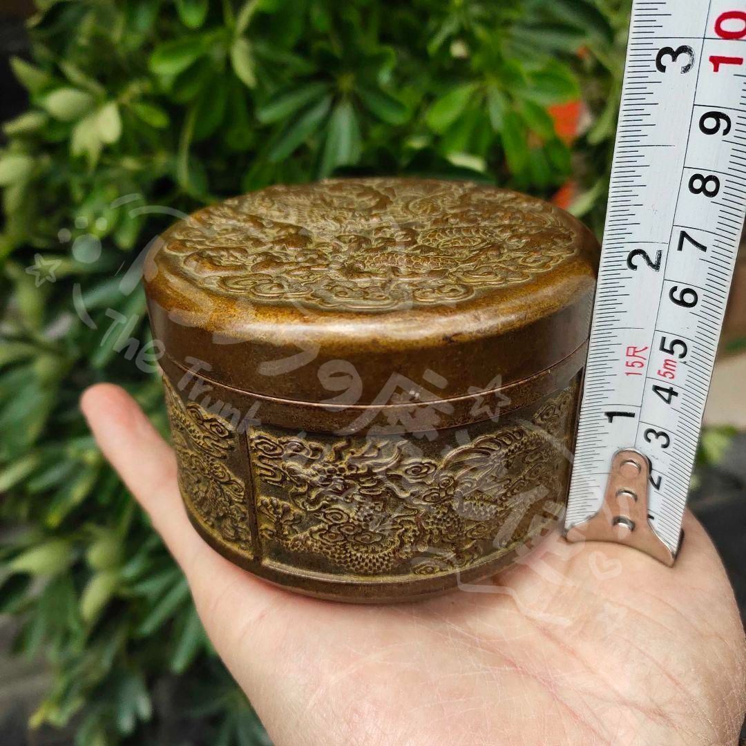 新年ギフト銅 細工 茶道具 竜紋お茶の缶 工芸品 美術品 置物