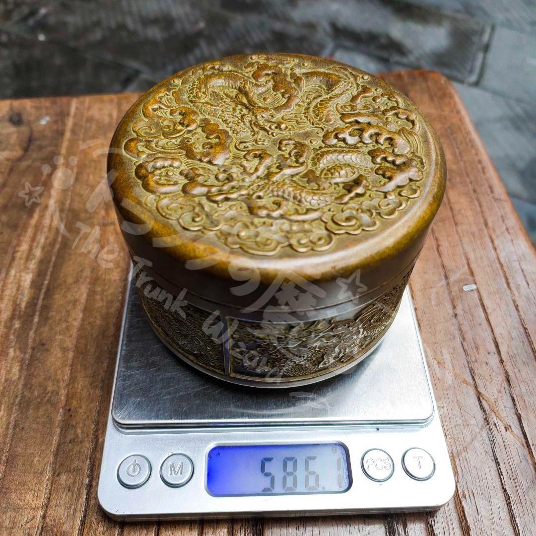 新年ギフト銅 細工 茶道具 竜紋お茶の缶 工芸品 美術品 置物