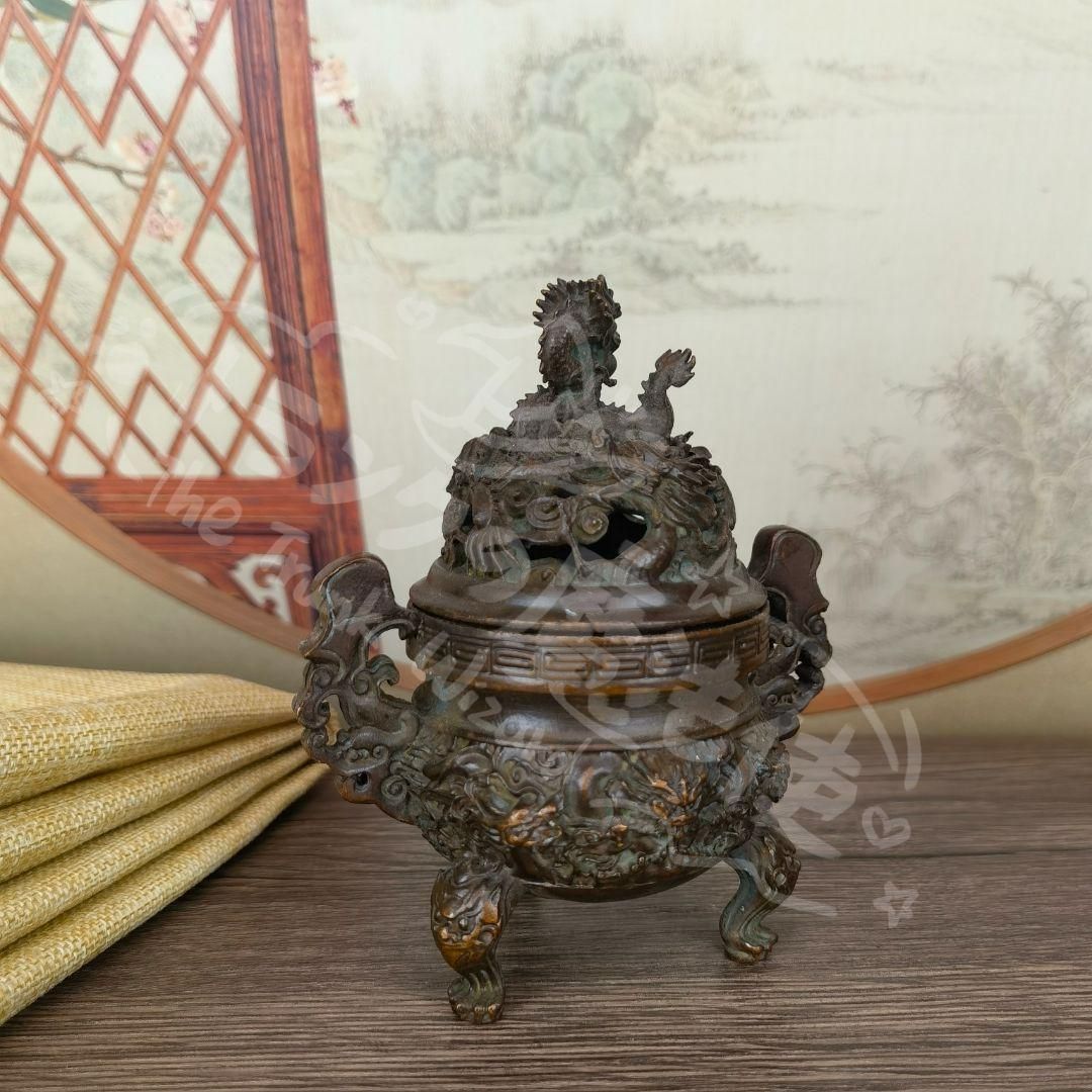 新年ギフト竜紋 九龍香炉 装飾品 工芸品 美術品 置物CZW1207P487