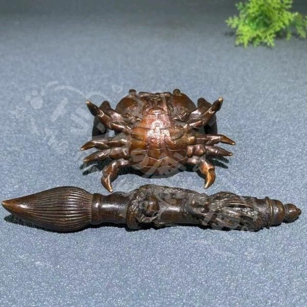 新年ギフト銅細工 蟹文昌筆 朝天一筆 開運 招財 茶台茶寵 茶道具 装飾