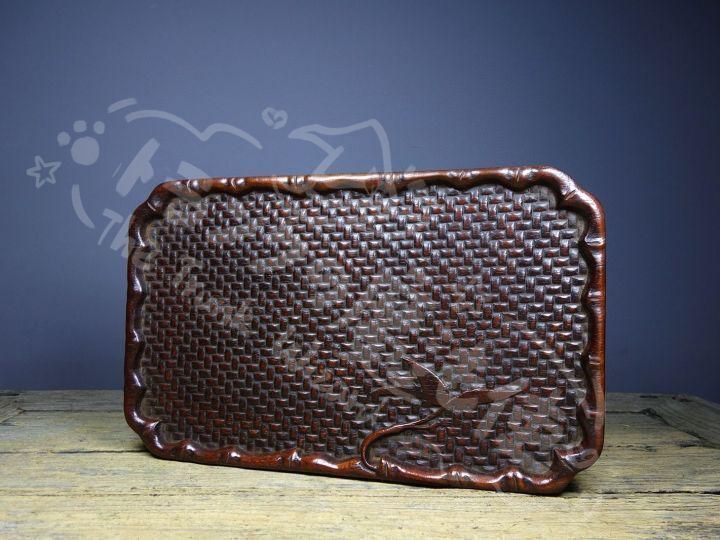 新年ギフト花梨木 彫刻 編み紋 茶芸 置物 茶道具