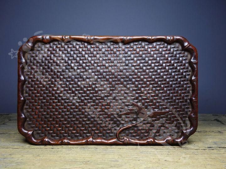 新年ギフト花梨木 彫刻 編み紋 茶芸 置物 茶道具 工芸品 美術品