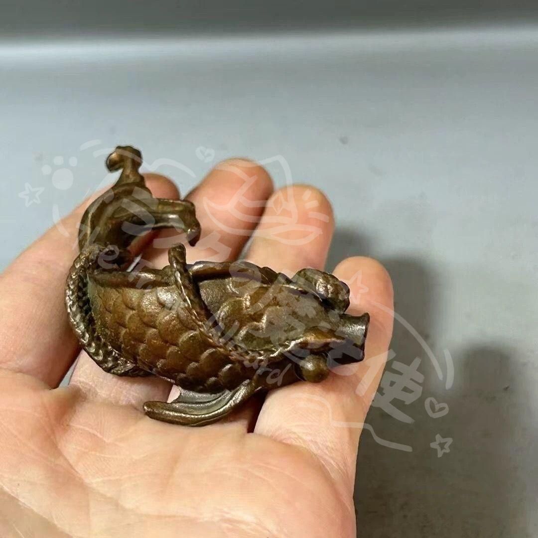 新年ギフト銅 細工 竜魚置物 茶台茶寵 茶道具 装飾品 工芸品 置物
