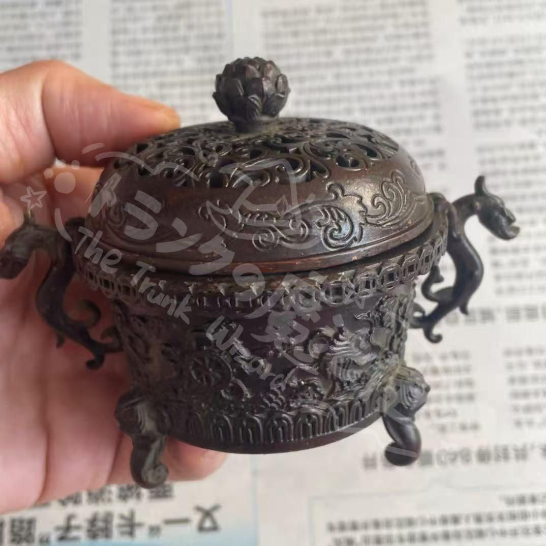 新年ギフト銅器 三足鼎 象足薫香炉 香炉 焼香炉 香道具 茶道具 装飾品 工芸品 置物