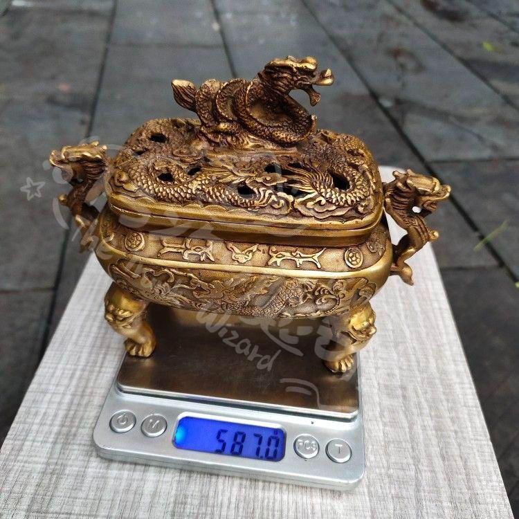 新年ギフト銅器 竜紋香炉 装飾品 工芸品 美術品 置物CZW1207P547