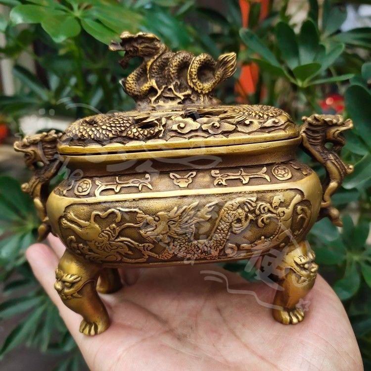 銅器 竜紋香炉 装飾品 工芸品 美術品 置物 新年ギフト銅器 竜紋香炉 装飾品 工芸品 美術品 置物CZW1207P547