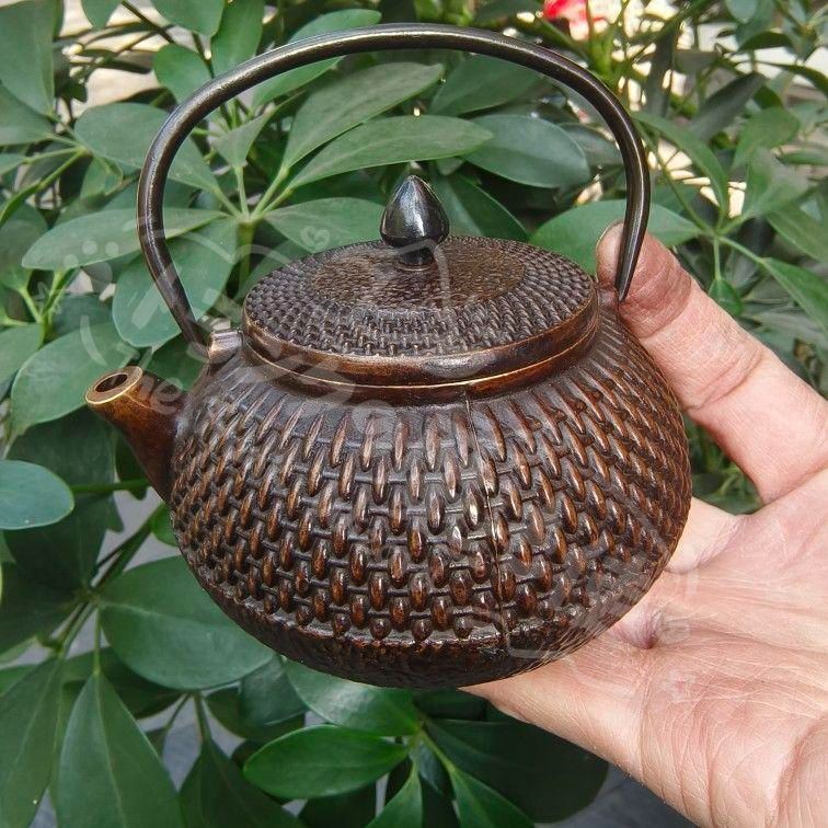 新年ギフト禅字波点提梁茶壺 徳利 銅壺 茶道具 置物