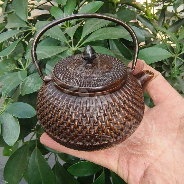 新年ギフト禅字波点提梁茶壺 徳利 銅壺 茶道具 置物