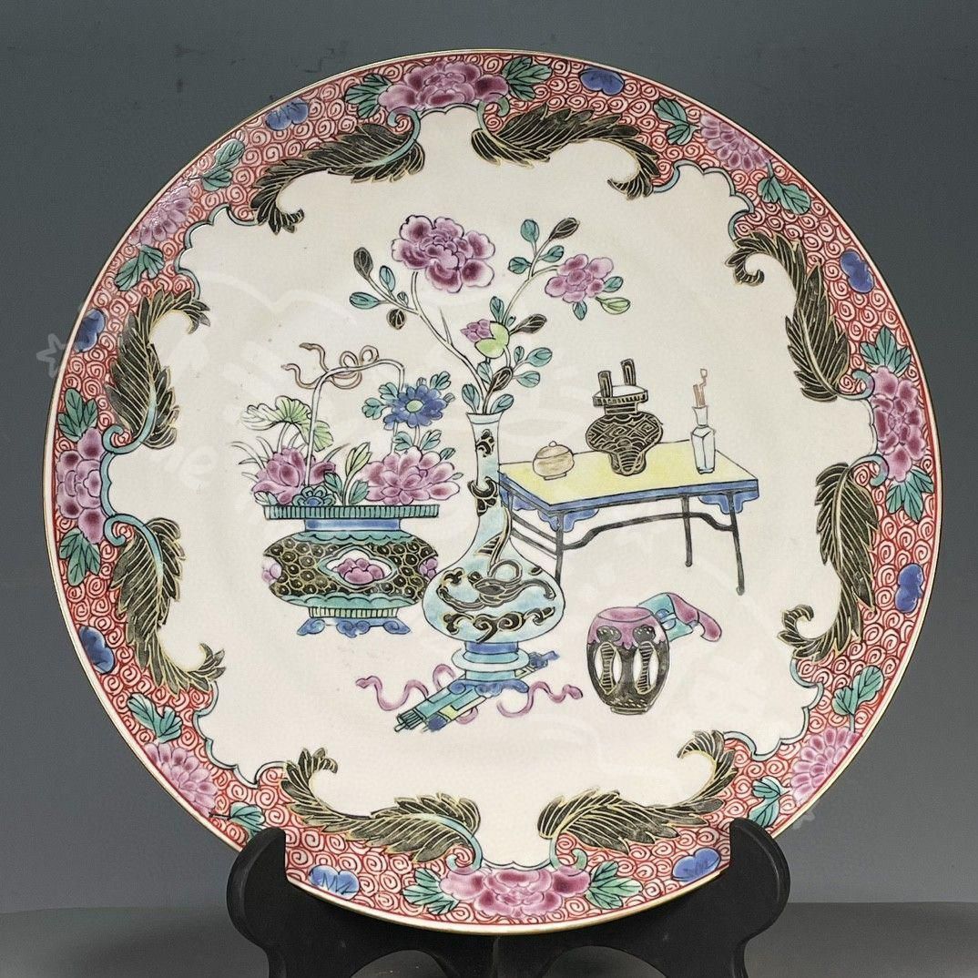 新年ギフト清乾隆 五彩花卉図紋賞盤 景徳鎮 陶磁器 装飾品 工芸品 美術品 置物