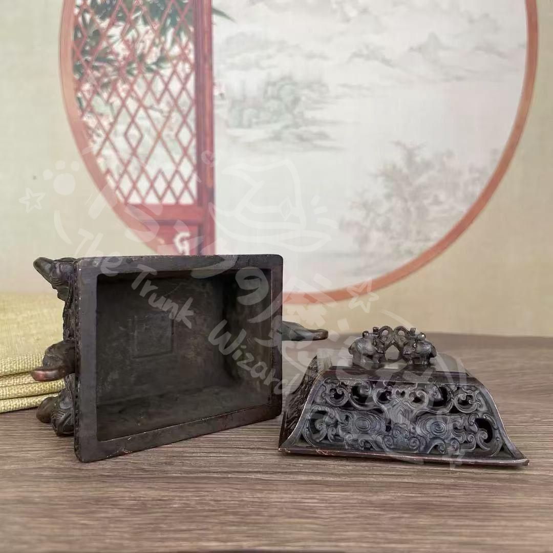 新年ギフト銅製 四足獣紋炉 香炉 香道具 装飾品 工芸品 美術品 置物