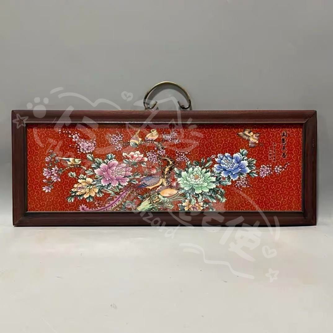新年ギフト景徳鎮 パステル画花鳥国色天香陶板画 応接間 書斎 茶室
