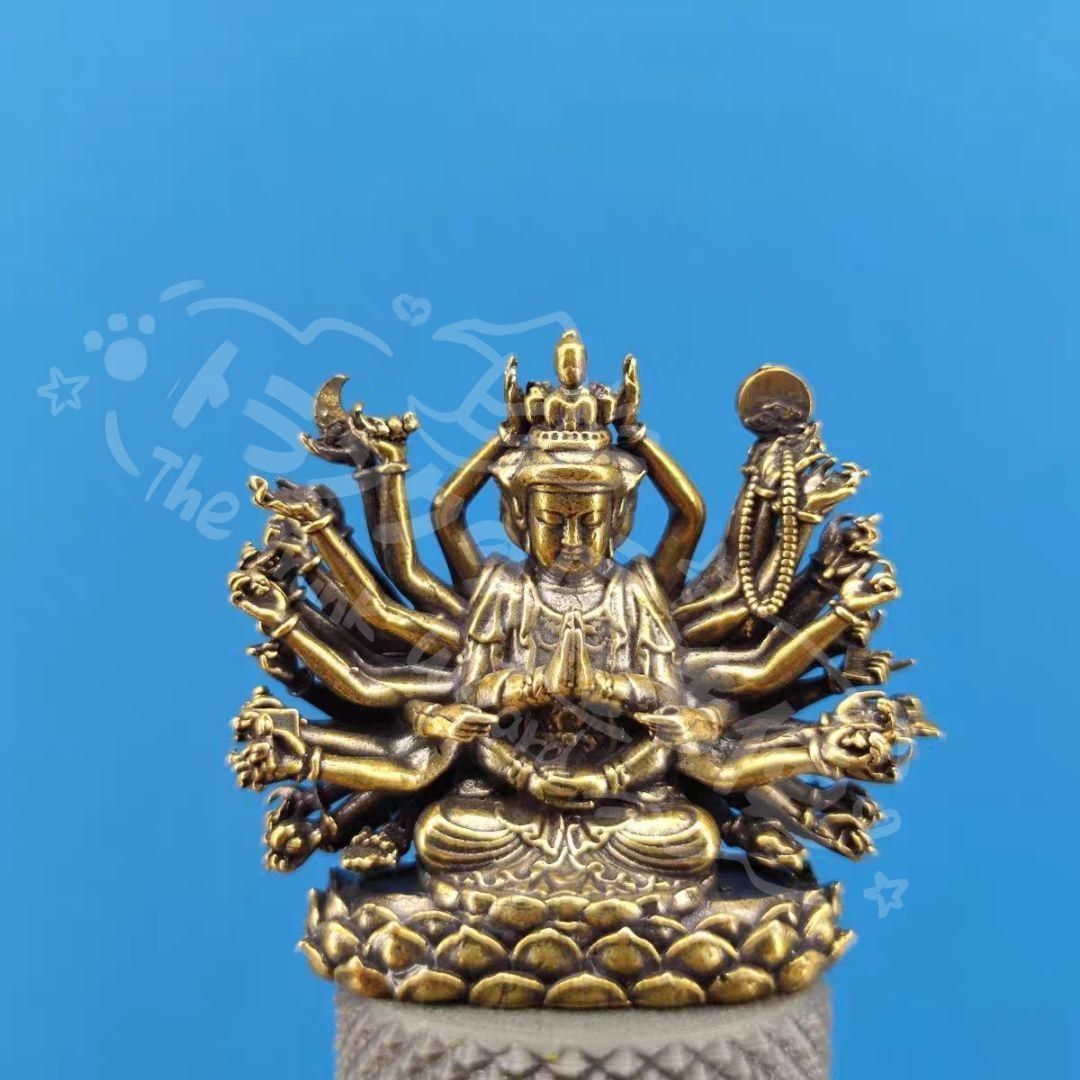 新年ギフト銅細工 仏教美術 準提菩薩像 千手観音小仏像 工芸品 美術品