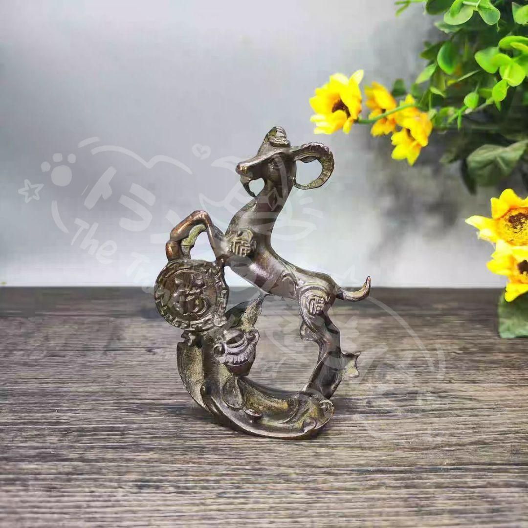 新年ギフト銅 細工 如意福字羊 十二支羊 茶道茶寵 縁起物 装飾品 置物