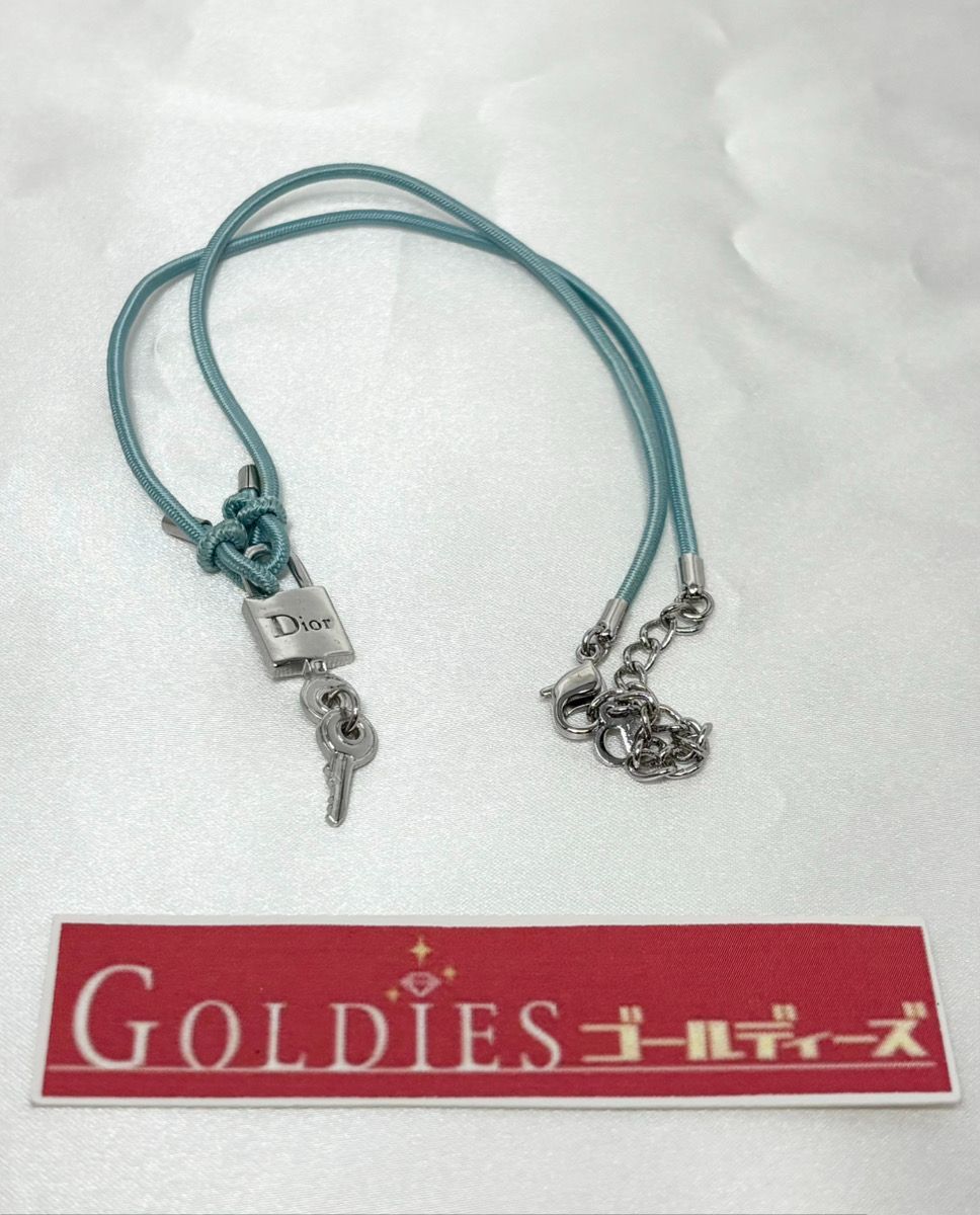 DIOR ディオール 南京錠 鍵 チョーカー なし 水色 M-1716