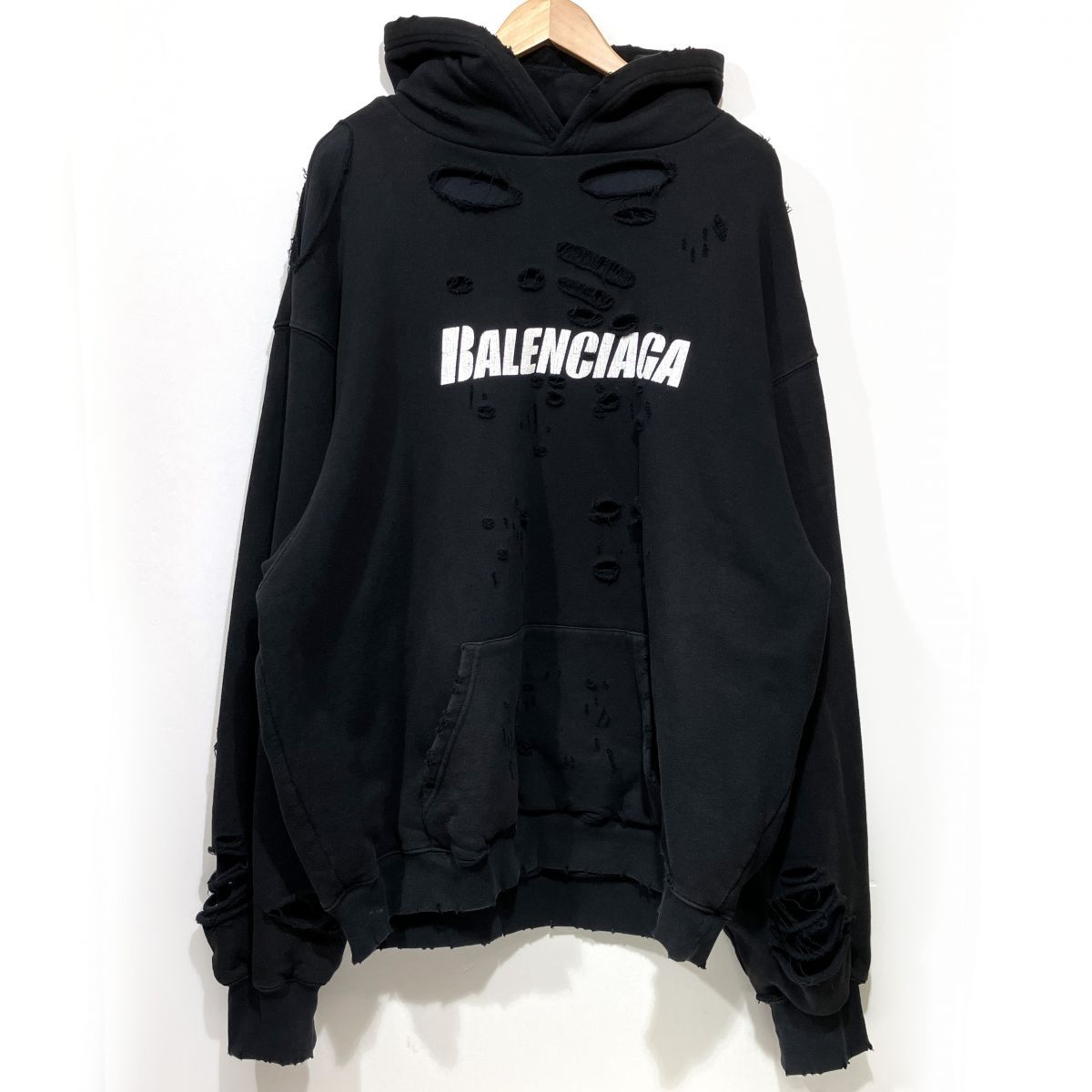 BALENCIAGA バレンシアガ プルオーバー パーカー ダメージ加工