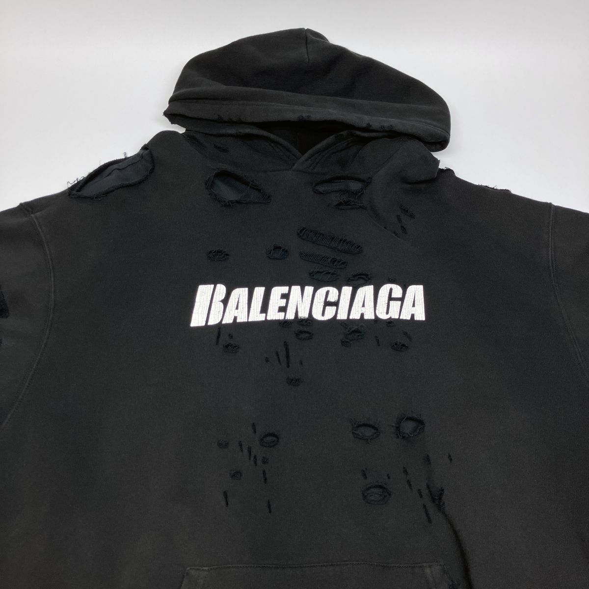 BALENCIAGA バレンシアガ プルオーバー パーカー ダメージ加工
