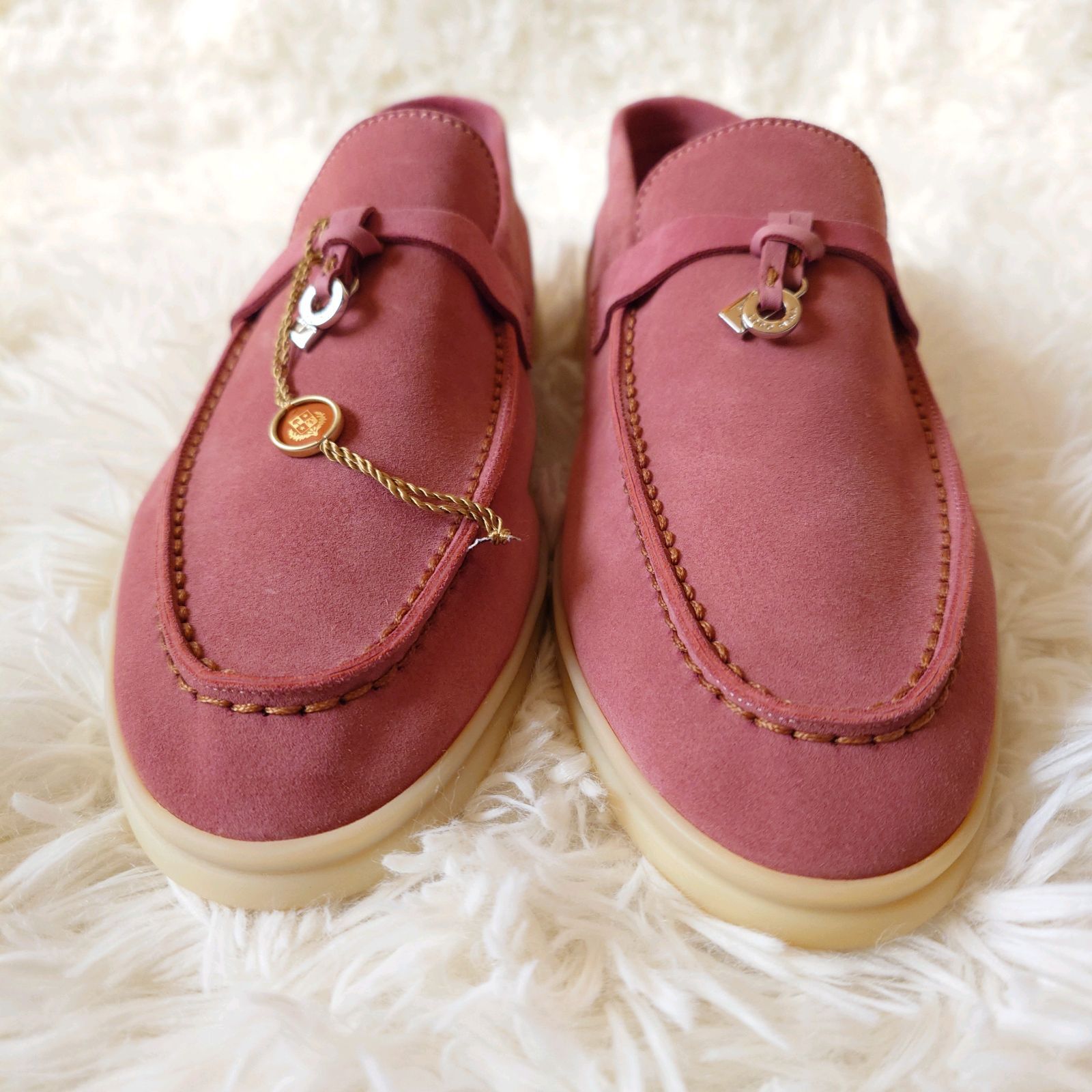 ロロピアーナ Loro Piana SUMMER CHARMS WALK 13 SUEDE スエード チャーム スリッポン モカシン スニーカー 37.5 イタリア製 牛革 箱 保存袋