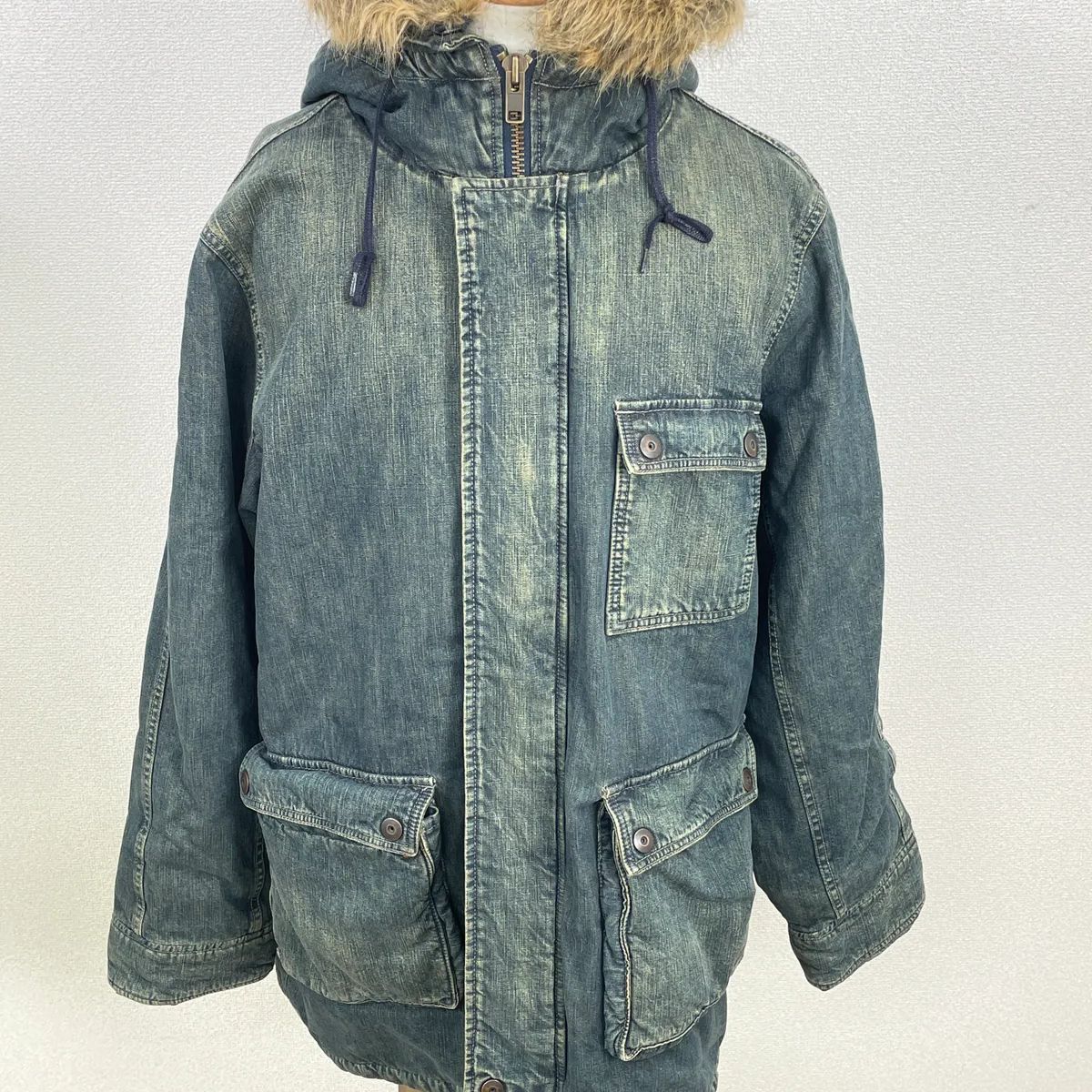 JOHNBULL デニム モッズコート メンズ L フード付き 裏ボア ワーク系