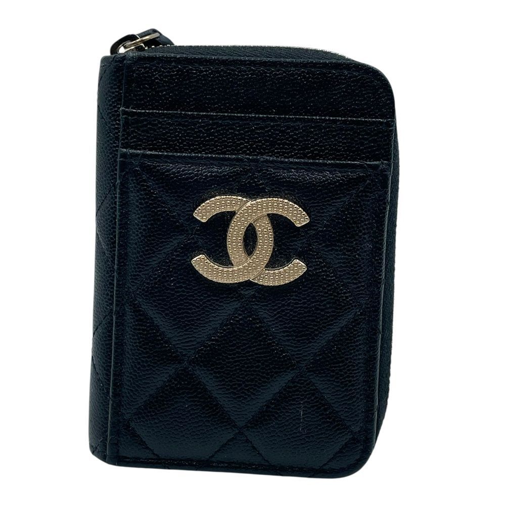 CHANEL シャネル AP 2966 ココマーク フラグメントケース キャビアスキン ブラック レディース KJ
