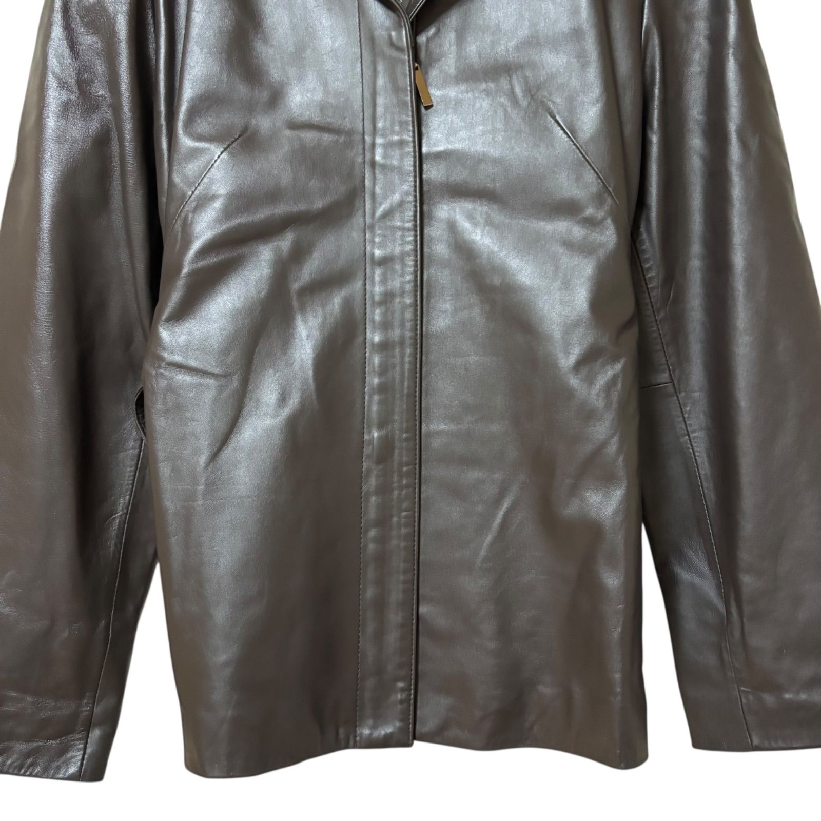 ZM1676 【美品】BALMAIN バルマン レザージャケット 羊革 ブラウン