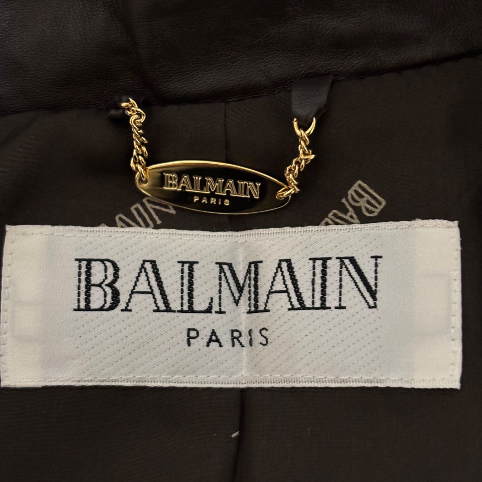 ZM1676 【美品】BALMAIN バルマン レザージャケット 羊革 ブラウン