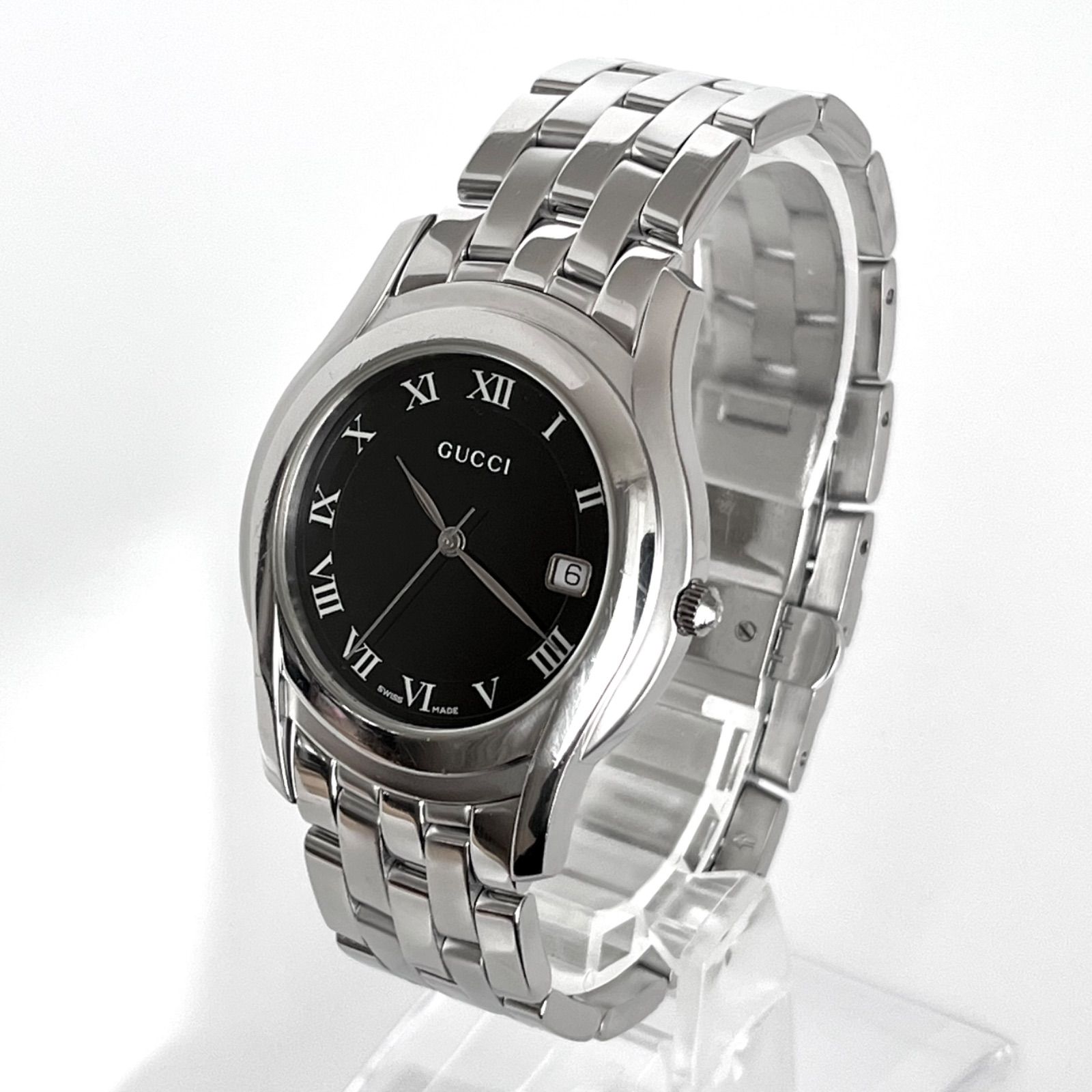 Gucci グッチ 5500M ブラック文字盤　電池新品 グッチ 5500M メンズ 腕時計 磨き済み 美品】GUCCI 電池新品 ブラック