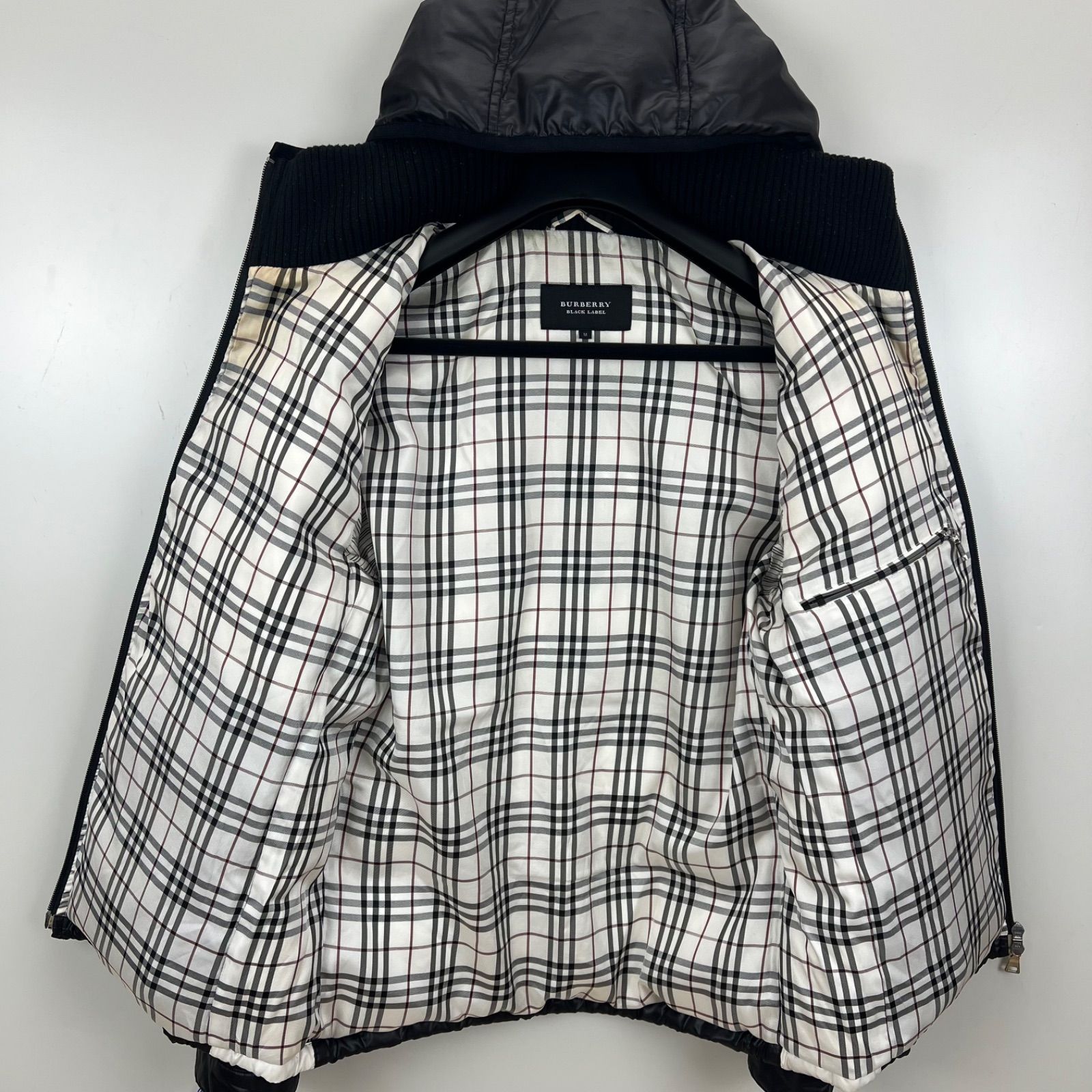 Burberry black label y2k 平成 00s 黒 ノバチェック BURBERRY BLACK LABEL 00s y2k archive 2tone down hoodie jacket M