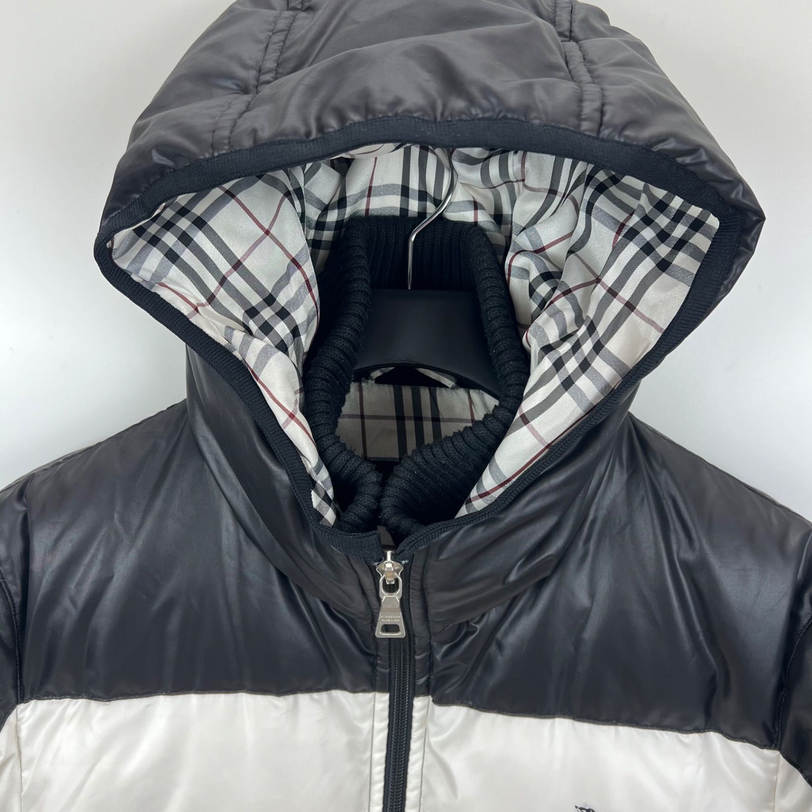 BURBERRY BLACK LABEL 00s y2k archive 2tone down hoodie jacket M