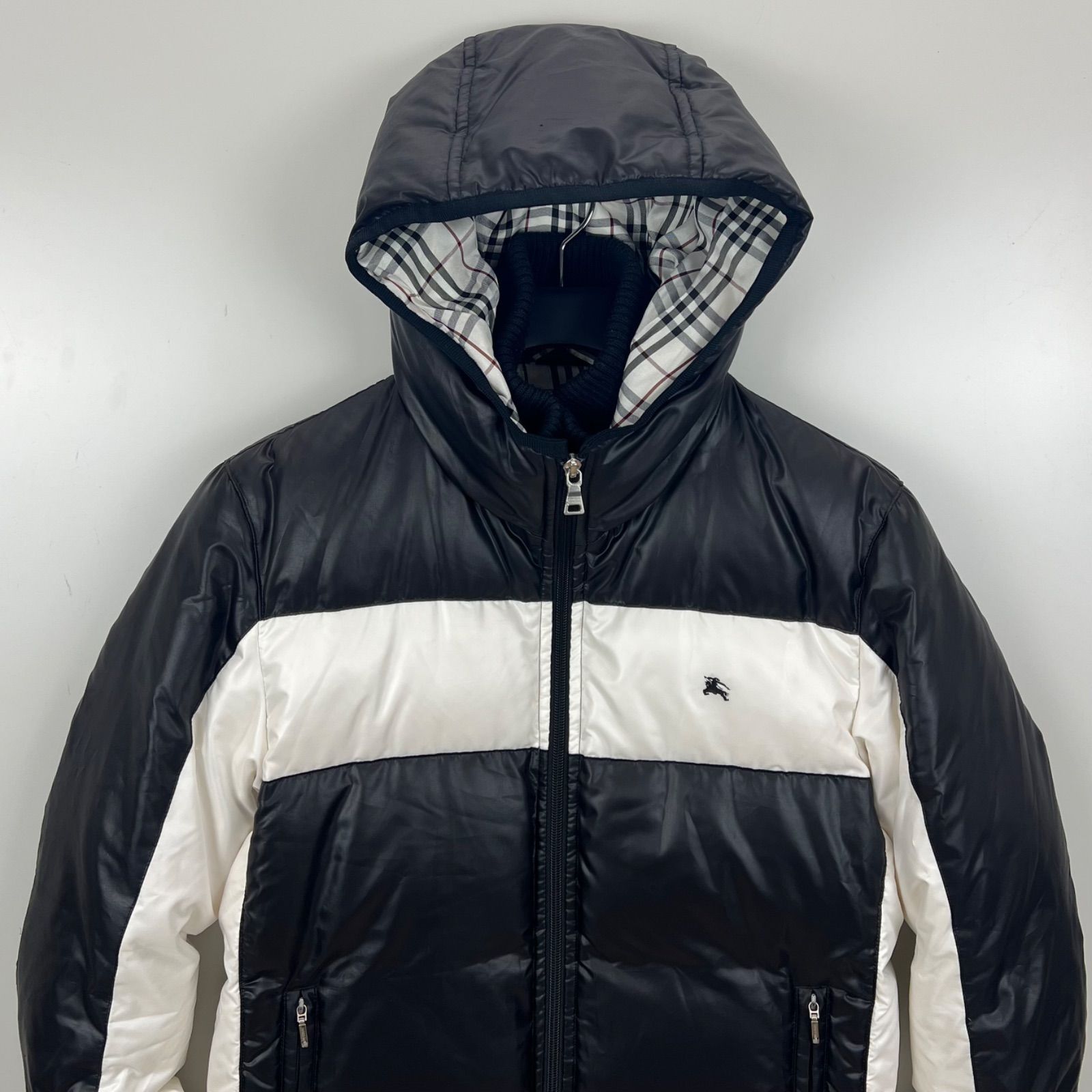 BURBERRY BLACK LABEL 00s y2k archive 2tone down hoodie jacket M